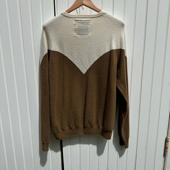 Frenckenberger Boyfriend Crewneck Sweater Small Cream Warm Brown 100% Cashmere - Picture 16 of 16